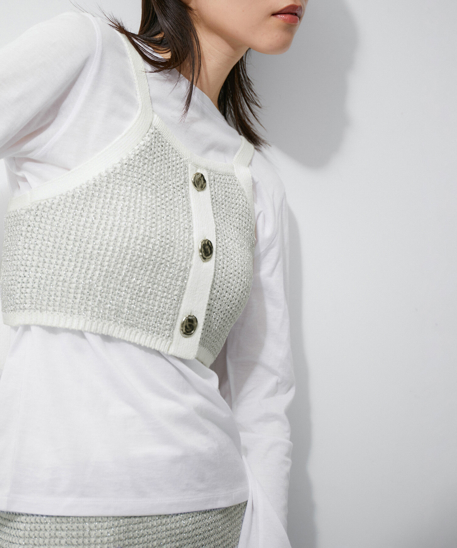 ADAM ET ROPE'「ラメパターンニットキャミ」|キャミソール|