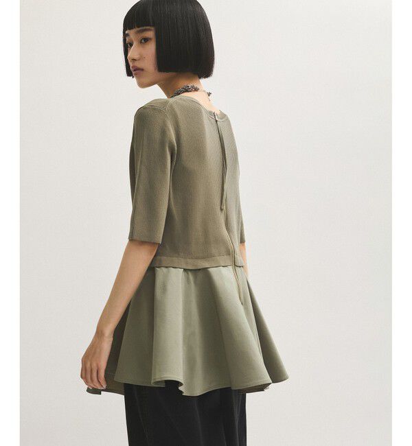 ADAM ET ROPE'「ペプラムコンビハーフスリーブニット」|ニット・セーター|