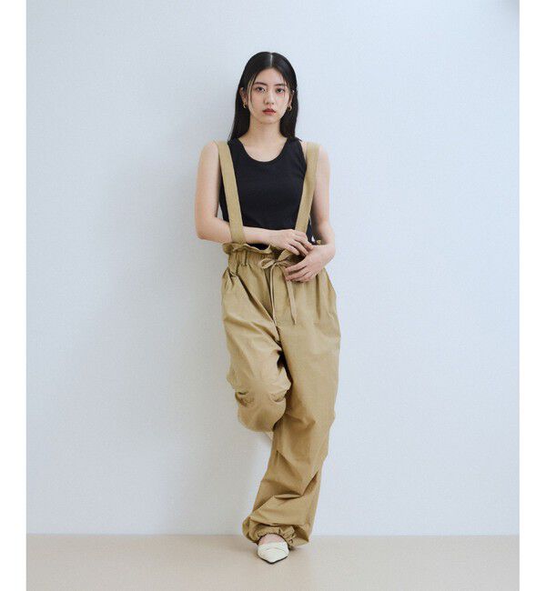 ADAM ET ROPE'「サスペンダーナイロンパンツ」|チノ|ベージュ(27)