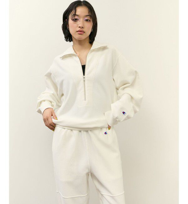 ADAM ET ROPE'「【Champion for ADAM ET ROPE'】別注 SWEAT HALF ZIP」|スウェット・ジャージ|オフホワイト(15)