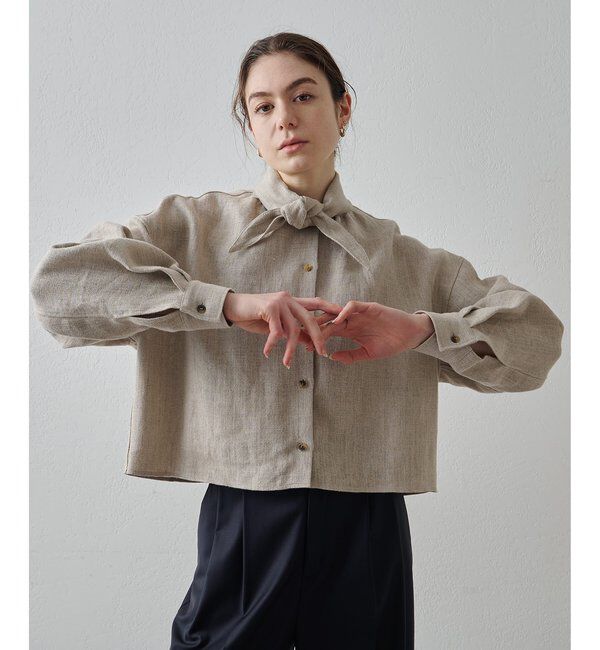 Drawing Numbers「【Drawing Numbers】ヘビーリネンタイブラウス」|シャツ・ブラウス|