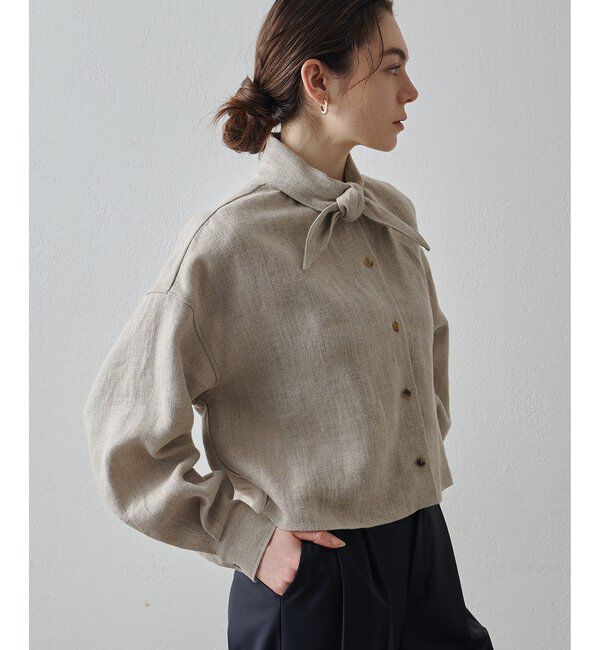 Drawing Numbers「【Drawing Numbers】ヘビーリネンタイブラウス」|シャツ・ブラウス|