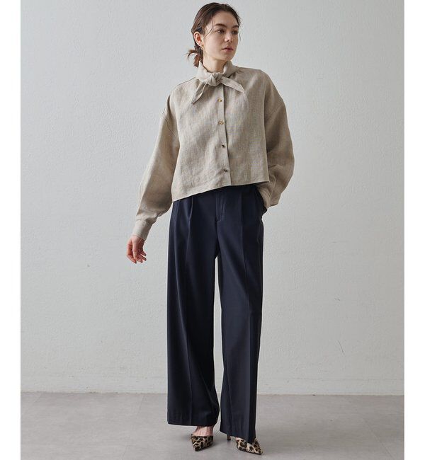 Drawing Numbers「【Drawing Numbers】ヘビーリネンタイブラウス」|シャツ・ブラウス|