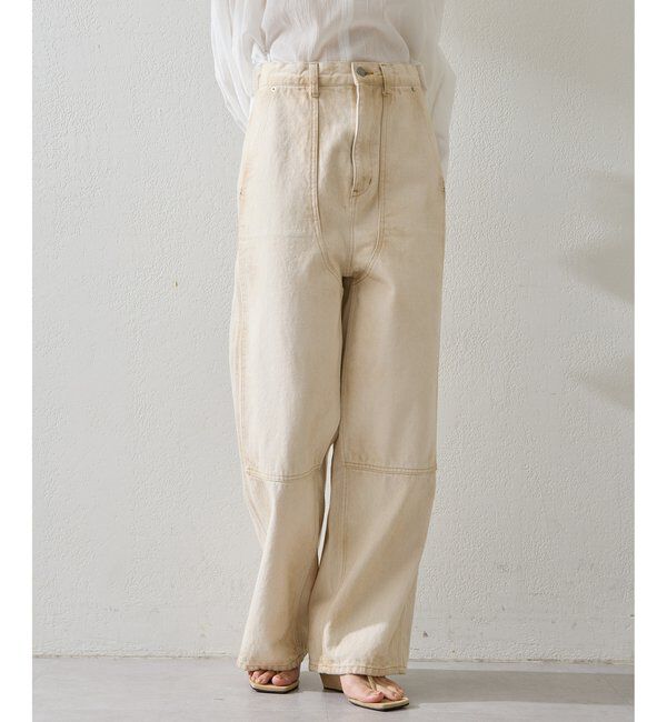  「サンフェードダブルニーパンツ」|デニム|ベージュ