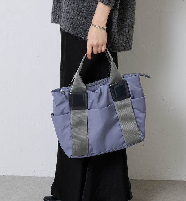  「【ポケット７個/ショルダー付/A4対応】スクエア樹脂パーツトートバッグ M」|トートバッグ|