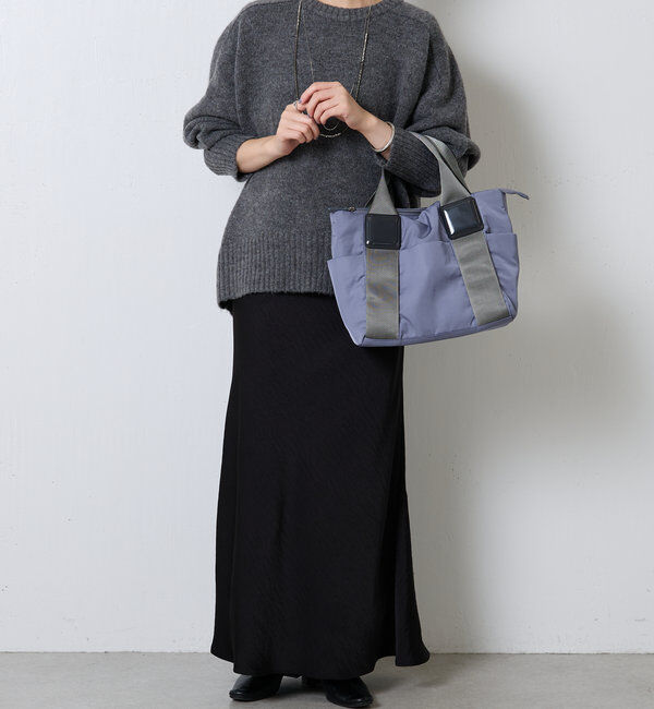  「【ポケット７個/ショルダー付/A4対応】スクエア樹脂パーツトートバッグ M」|トートバッグ|