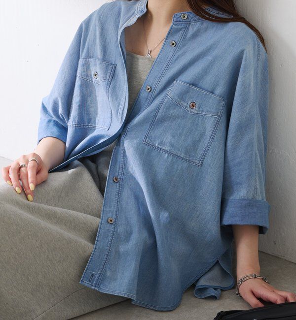 「【丈を変えられる】Q.anosライトデニムドルマンシャツ」|シャツ・ブラウス|