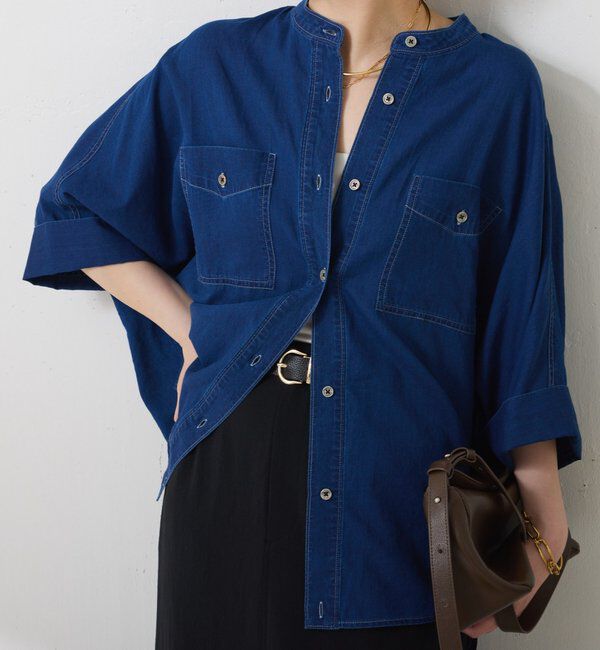  「【丈を変えられる】Q.anosライトデニムドルマンシャツ」|シャツ・ブラウス|
