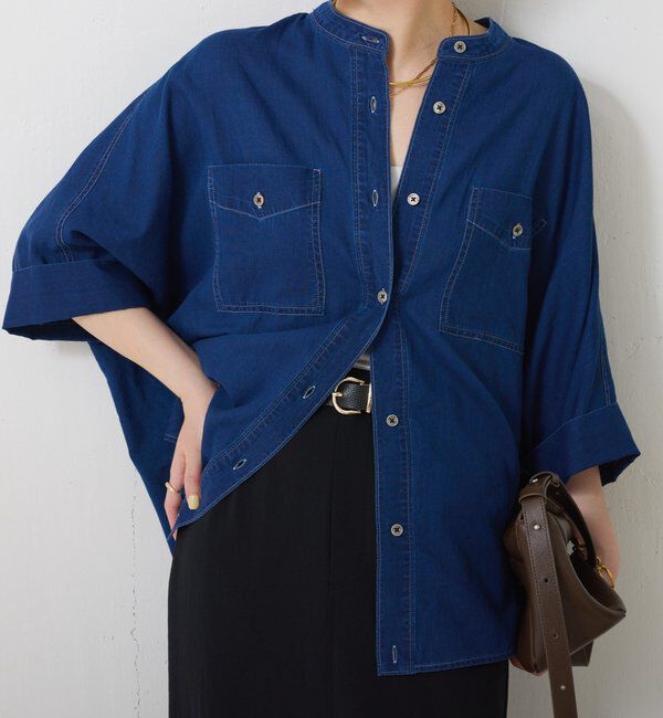  「【丈を変えられる】Q.anosライトデニムドルマンシャツ」|シャツ・ブラウス|