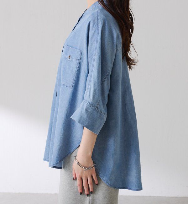  「【丈を変えられる】Q.anosライトデニムドルマンシャツ」|シャツ・ブラウス|