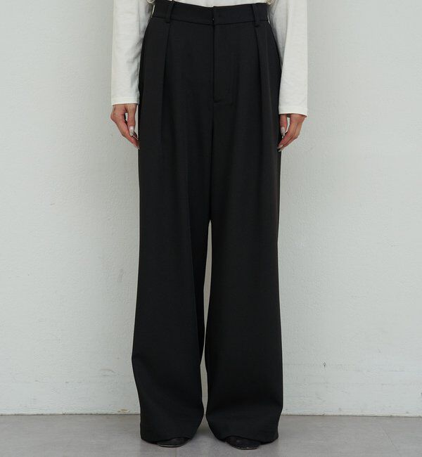  「【美シルエット】【手洗い可】タックワイドパンツ２」|チノ|