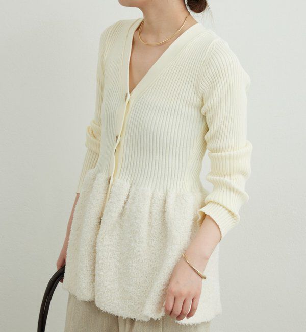  「【手洗い可】ファンシーペプラムカーデ」|ニット・セーター|オフホワイト