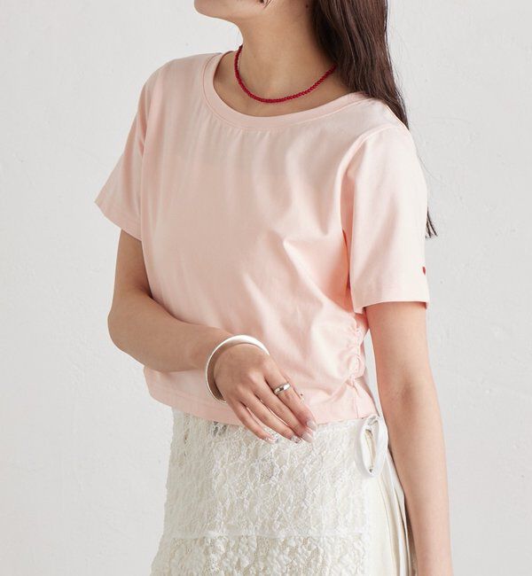  「バックロゴプリントちびTシャツ」|Tシャツ・カットソー|ピンク