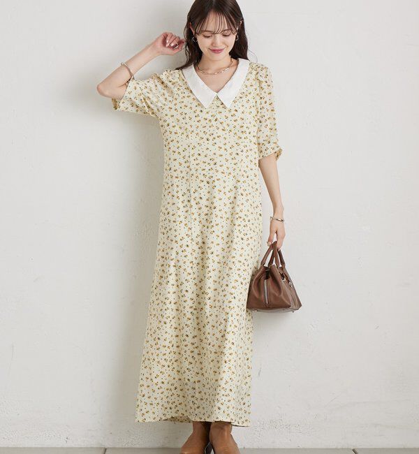  「襟付きフラワーワンピース」|ワンピース|