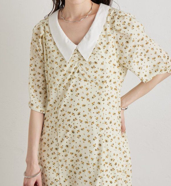  「襟付きフラワーワンピース」|ワンピース|