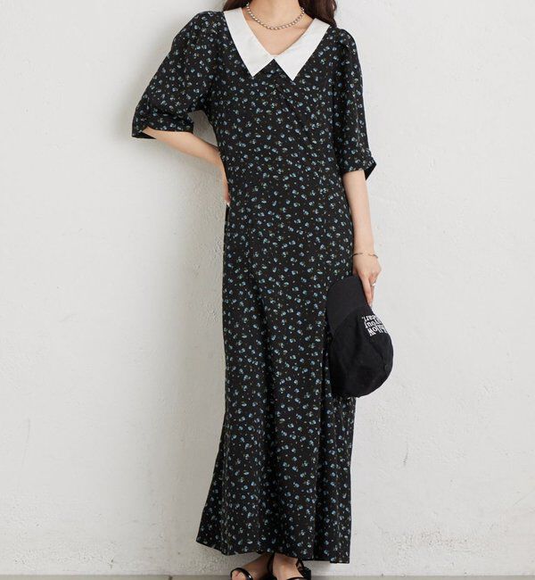  「襟付きフラワーワンピース」|ワンピース|