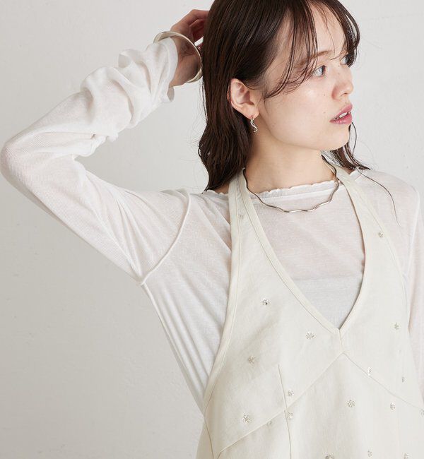  「ビジューフラワーホルタービスチェ」|シャツ・ブラウス|