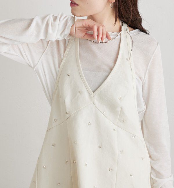  「ビジューフラワーホルタービスチェ」|シャツ・ブラウス|
