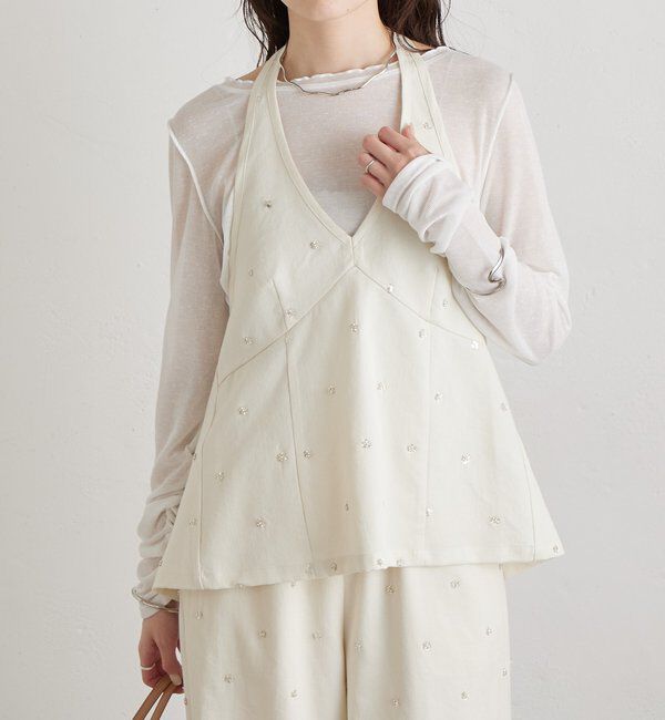  「ビジューフラワーホルタービスチェ」|シャツ・ブラウス|