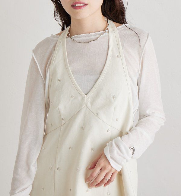  「ビジューフラワーホルタービスチェ」|シャツ・ブラウス|