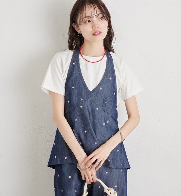  「ビジューフラワーホルタービスチェ」|シャツ・ブラウス|