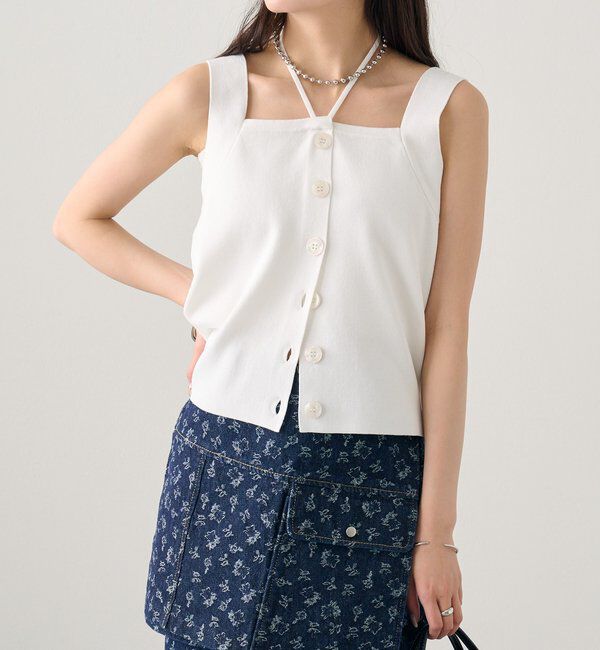  「ホルターニットタンクトップ」|キャミソール|オフホワイト