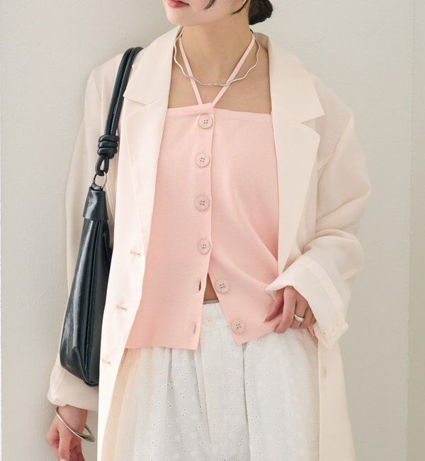  「ホルターニットタンクトップ」|キャミソール|ピンク