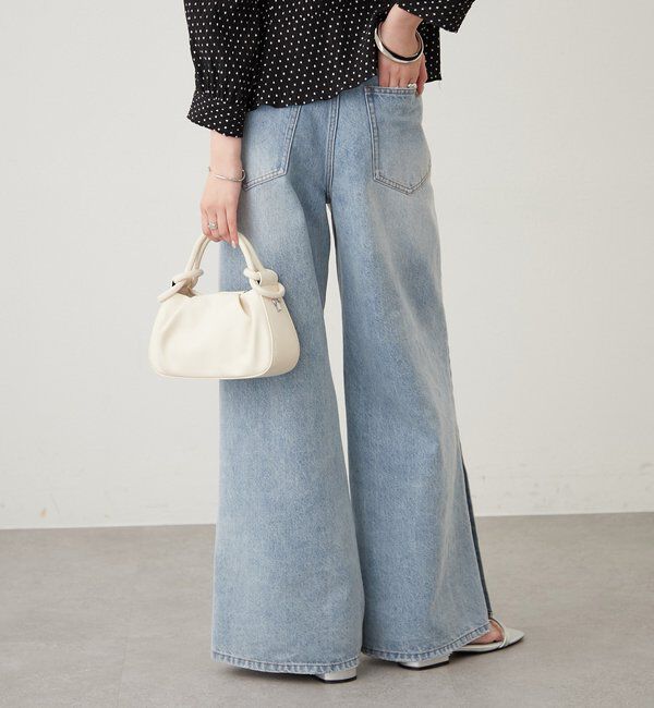  「ボタンスリットフレアデニム」|デニム|