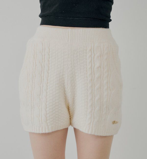  「【セットアップ対応】ケーブルショートニットパンツ」|チノ|