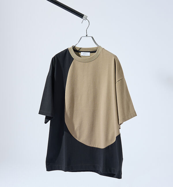 ABAHOUSE「ウズマキ バイカラー 半袖Tシャツ / オーバーサイズ」|Tシャツ・カットソー|