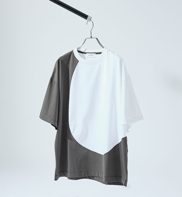 ABAHOUSE「ウズマキ バイカラー 半袖Tシャツ / オーバーサイズ」|Tシャツ・カットソー|