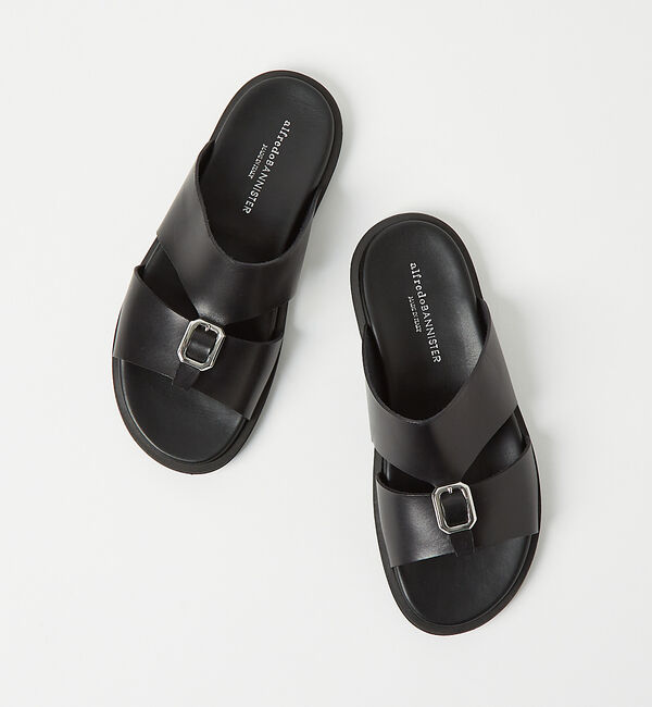 alfredoBANNISTER「レザー バックル サンダル」|サンダル|ブラック