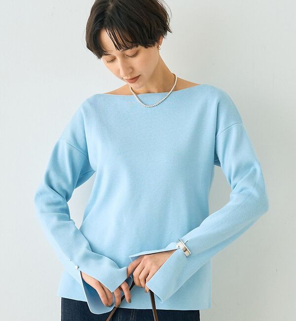 Rouge vif「スムーススリットニットプルオーバー」|ニット・セーター|サックスブルー