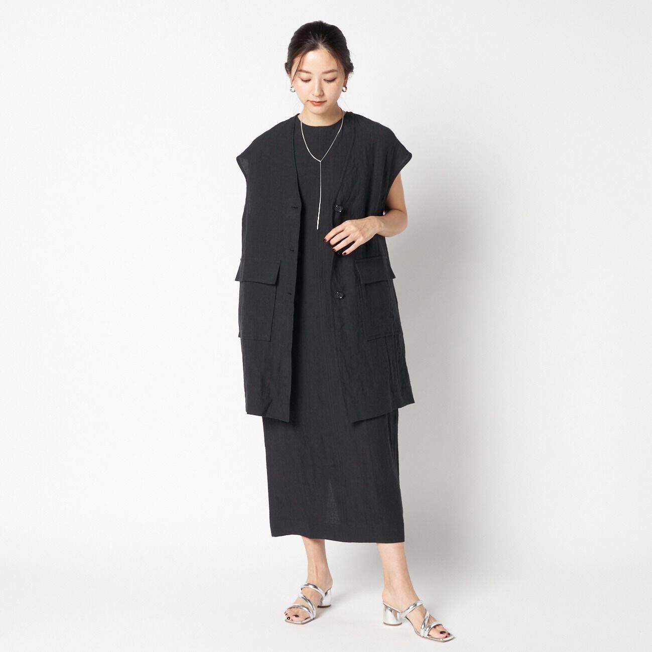 HELIOPOLE「HELIOPOLE DUNGAREES LINEN LONG DRESS」|ワンピース|
