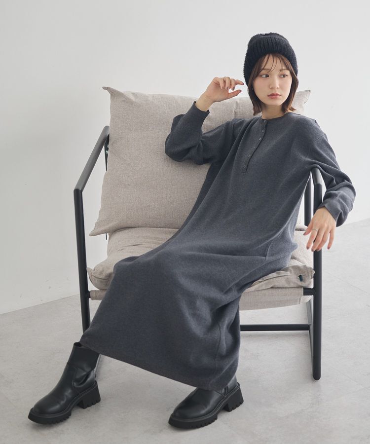 earth music&ecology「ソウバリヘンリーニットワンピース」|ワンピース|Charcoal Gray