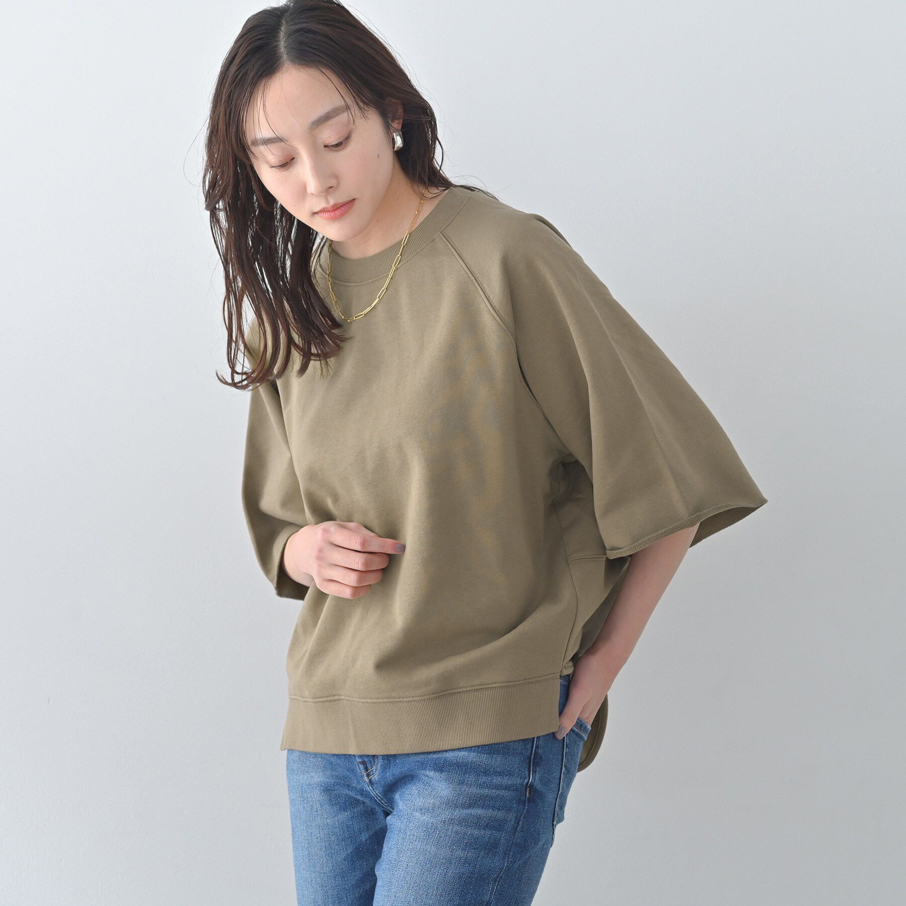 UNTITLED「【Liyoca】裏毛ハーフスリーブプルオーバー」|Tシャツ・カットソー|