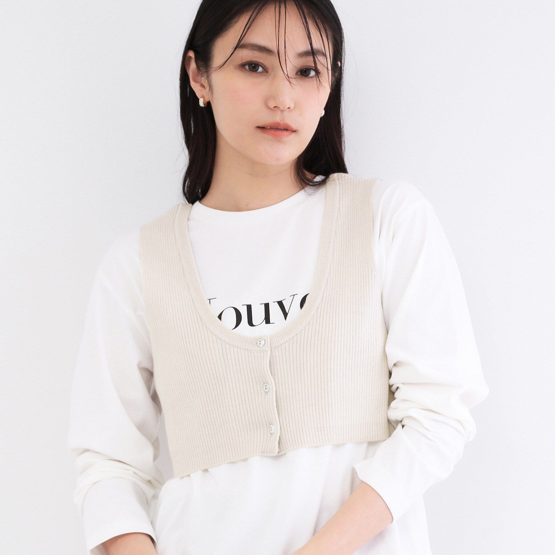 OPAQUE.CLIP「ビスチェベストsetレイヤードリブニット【洗濯機OK】」|ニット・セーター|