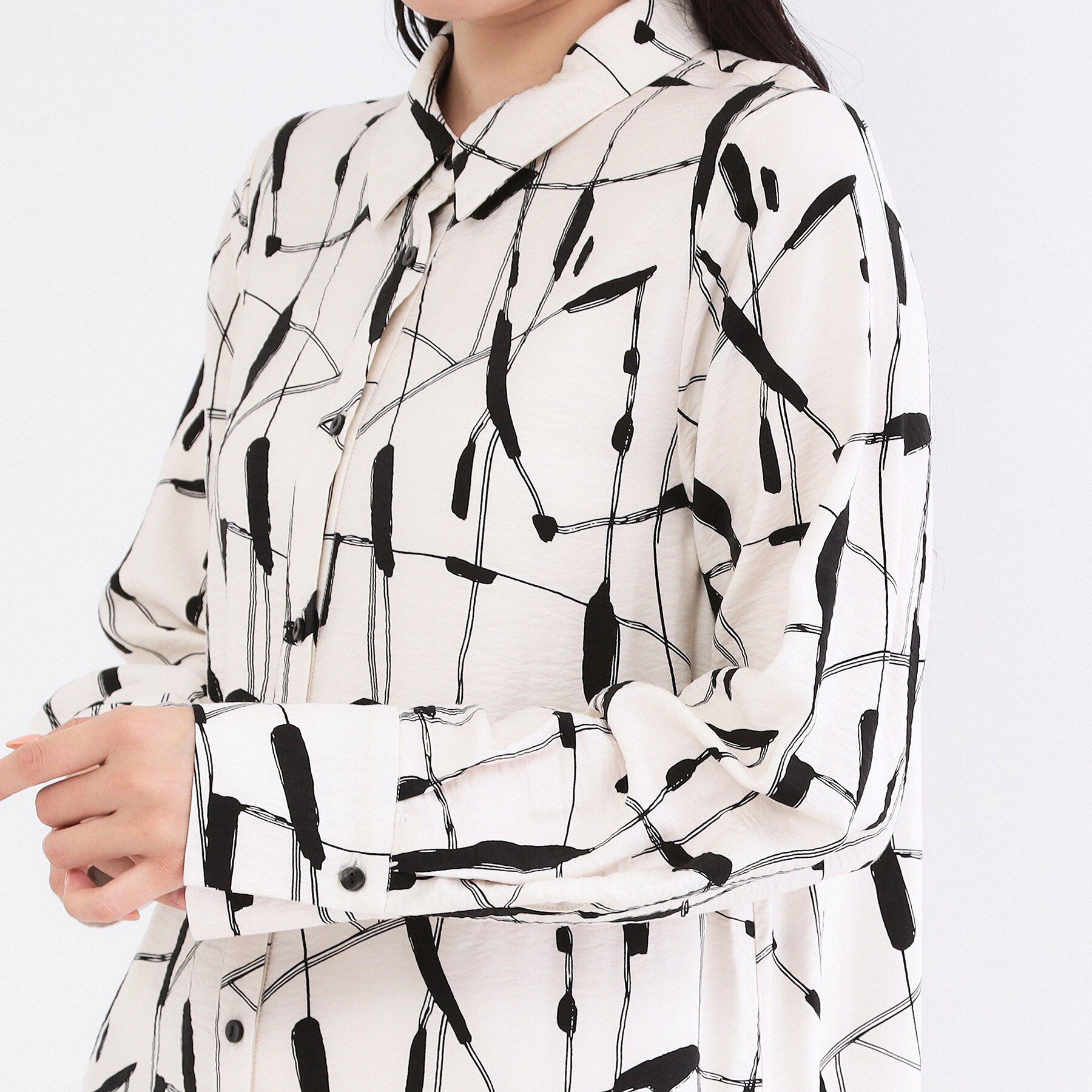 OPAQUE.CLIP「ジオメトリックプリントシャツワンピース」|ワンピース|