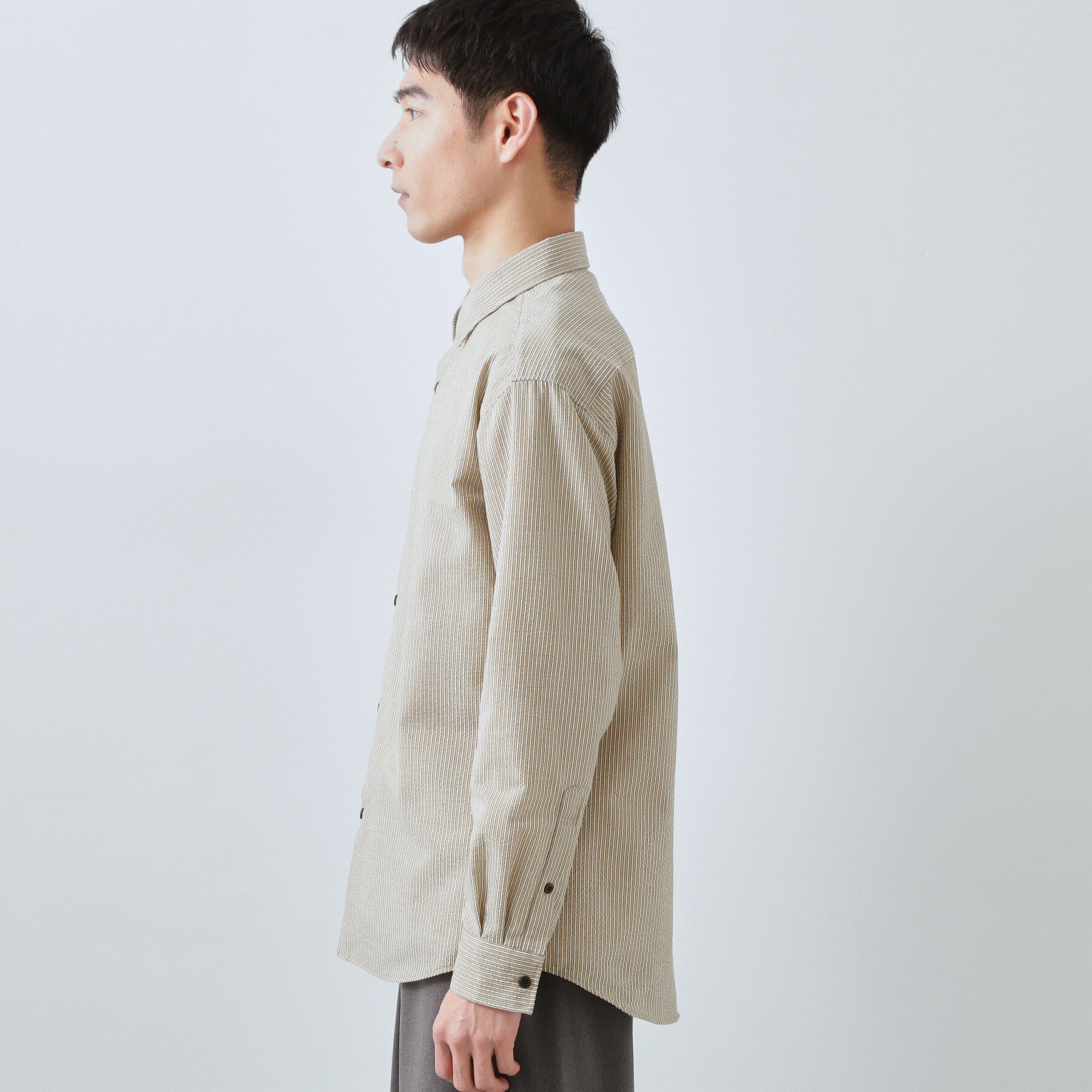 THE SHOP TK「【爽やかで好印象】サッカーストライプシャツ 洗濯機OK」|シャツ・ブラウス|