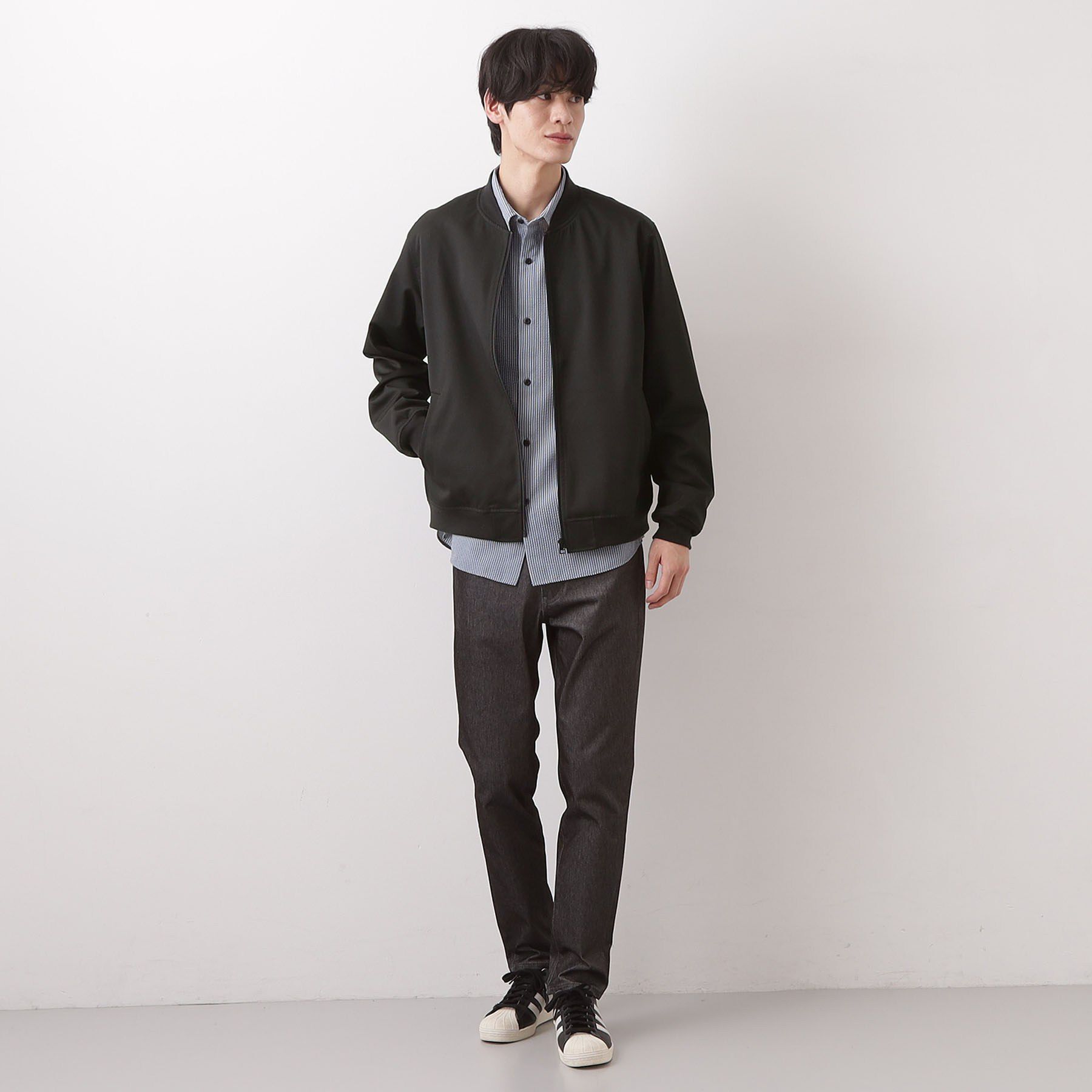 THE SHOP TK「FLEX LINE ストレッチリブブルゾン　ストレッチ/防シワ/マシンウォッシャブル/セットアップ可」|ブルゾン・スタジャン|