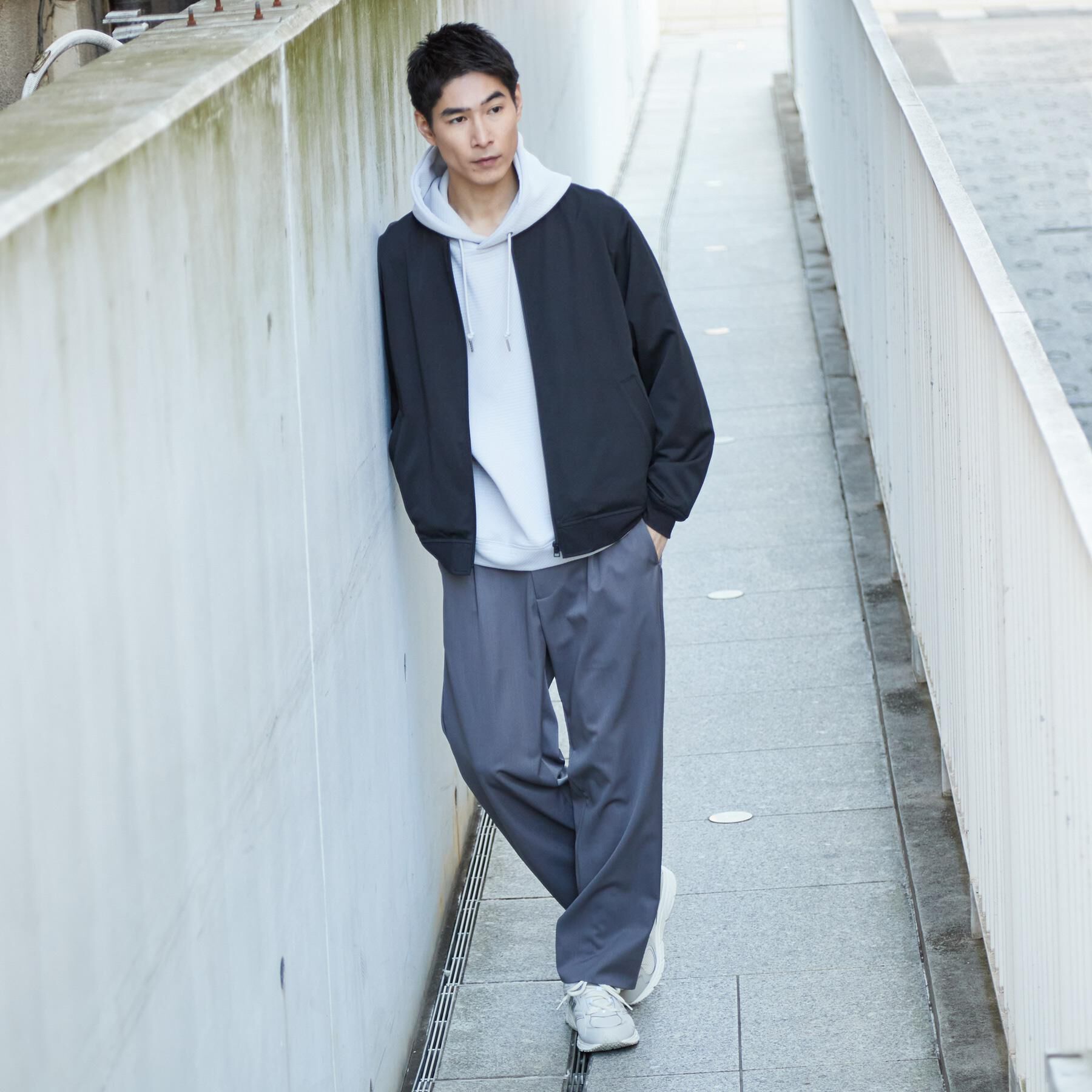 THE SHOP TK「FLEX LINE ストレッチリブブルゾン　ストレッチ/防シワ/マシンウォッシャブル/セットアップ可」|ブルゾン・スタジャン|