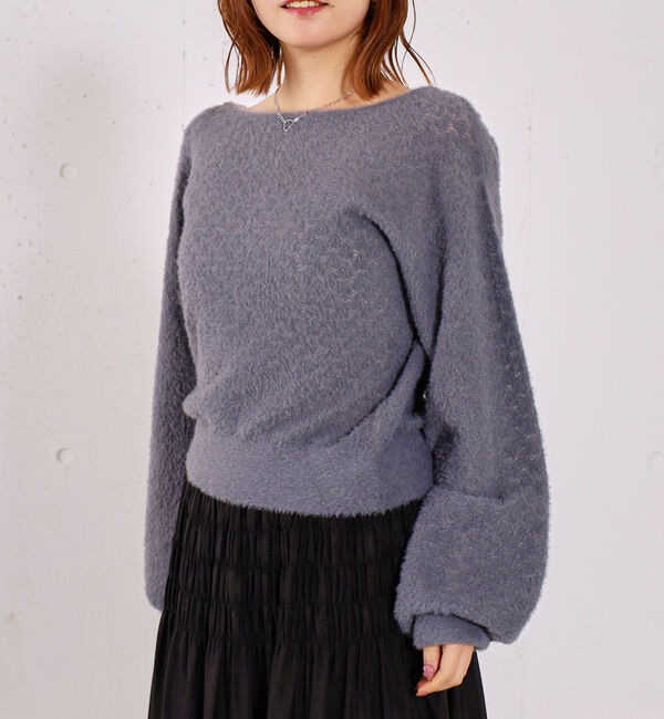archives「バックリボン透かしニットプルオーバー」|ニット・セーター|GRAY