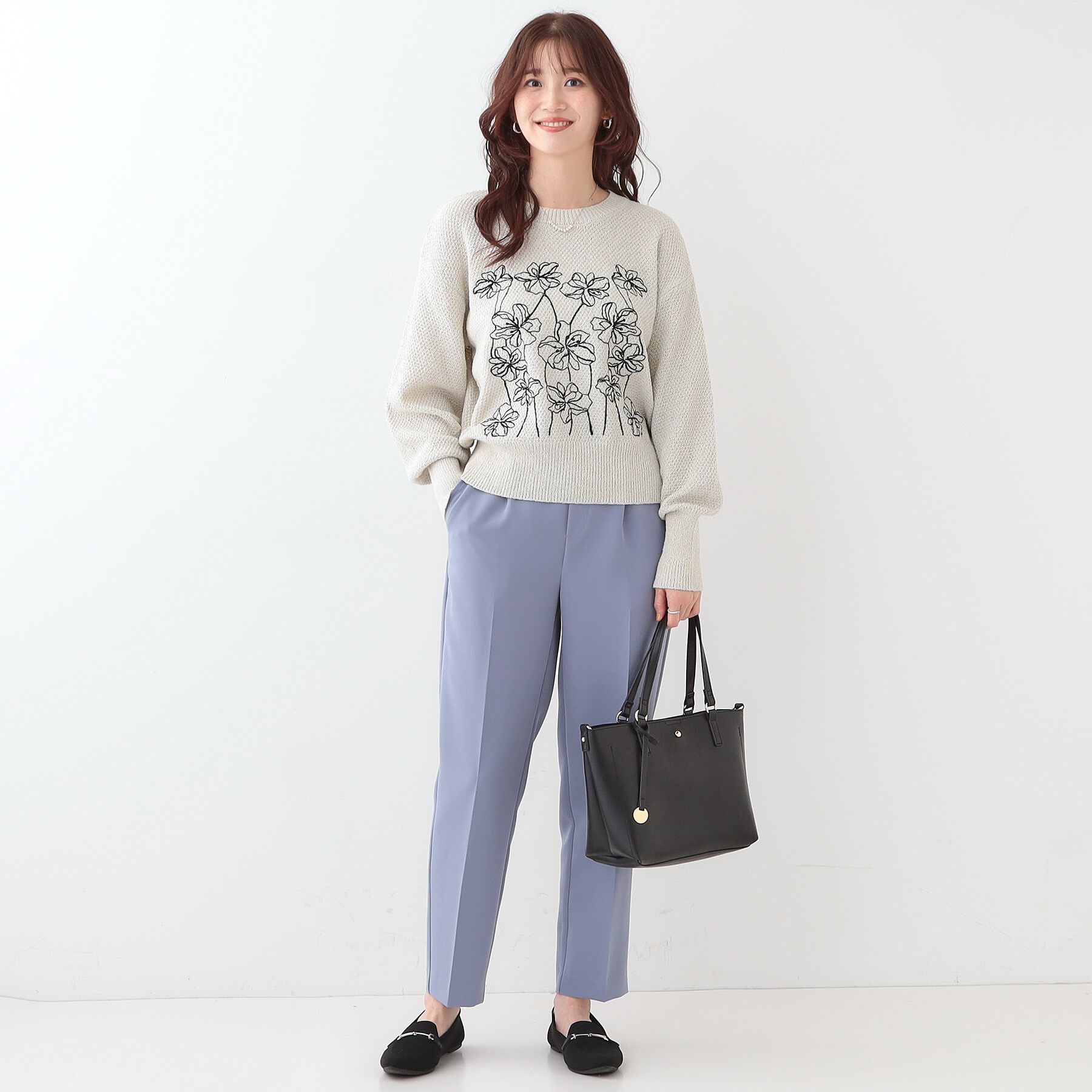 SHOO･LA･RUE「【S-LL】花柄刺繍ブークレニット」|ニット・セーター|