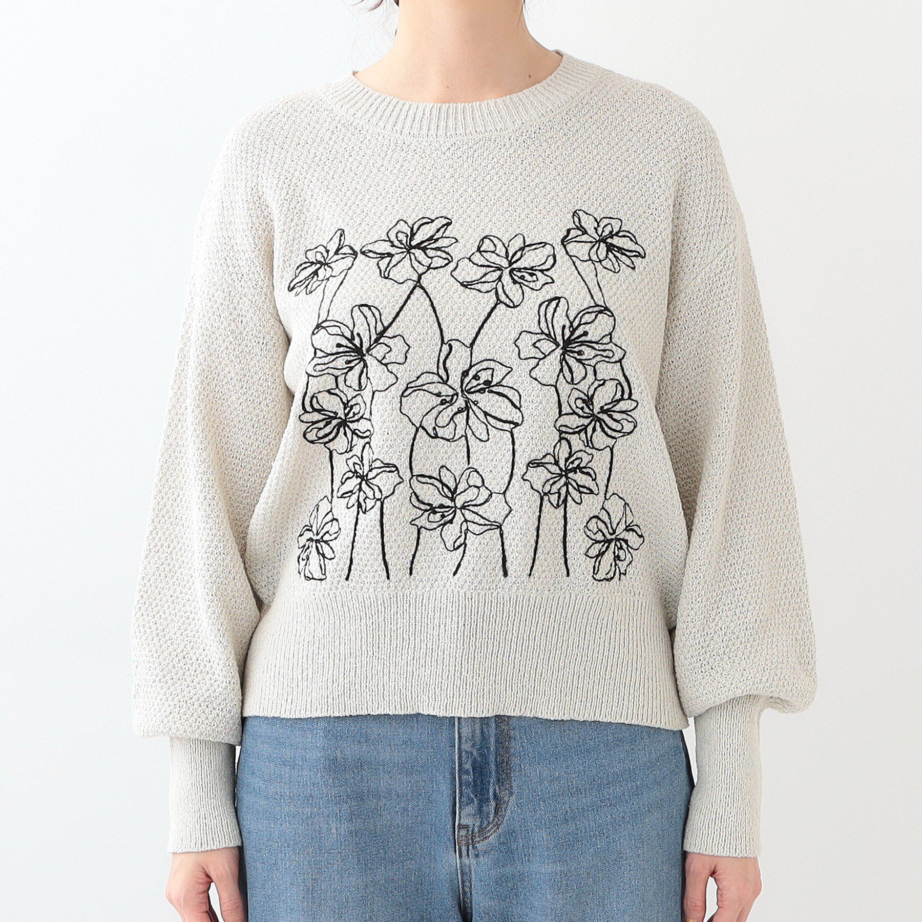 SHOO･LA･RUE「【S-LL】花柄刺繍ブークレニット」|ニット・セーター|
