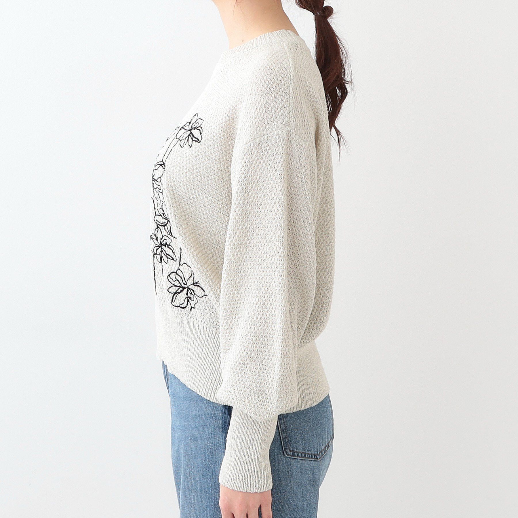 SHOO･LA･RUE「【S-LL】花柄刺繍ブークレニット」|ニット・セーター|