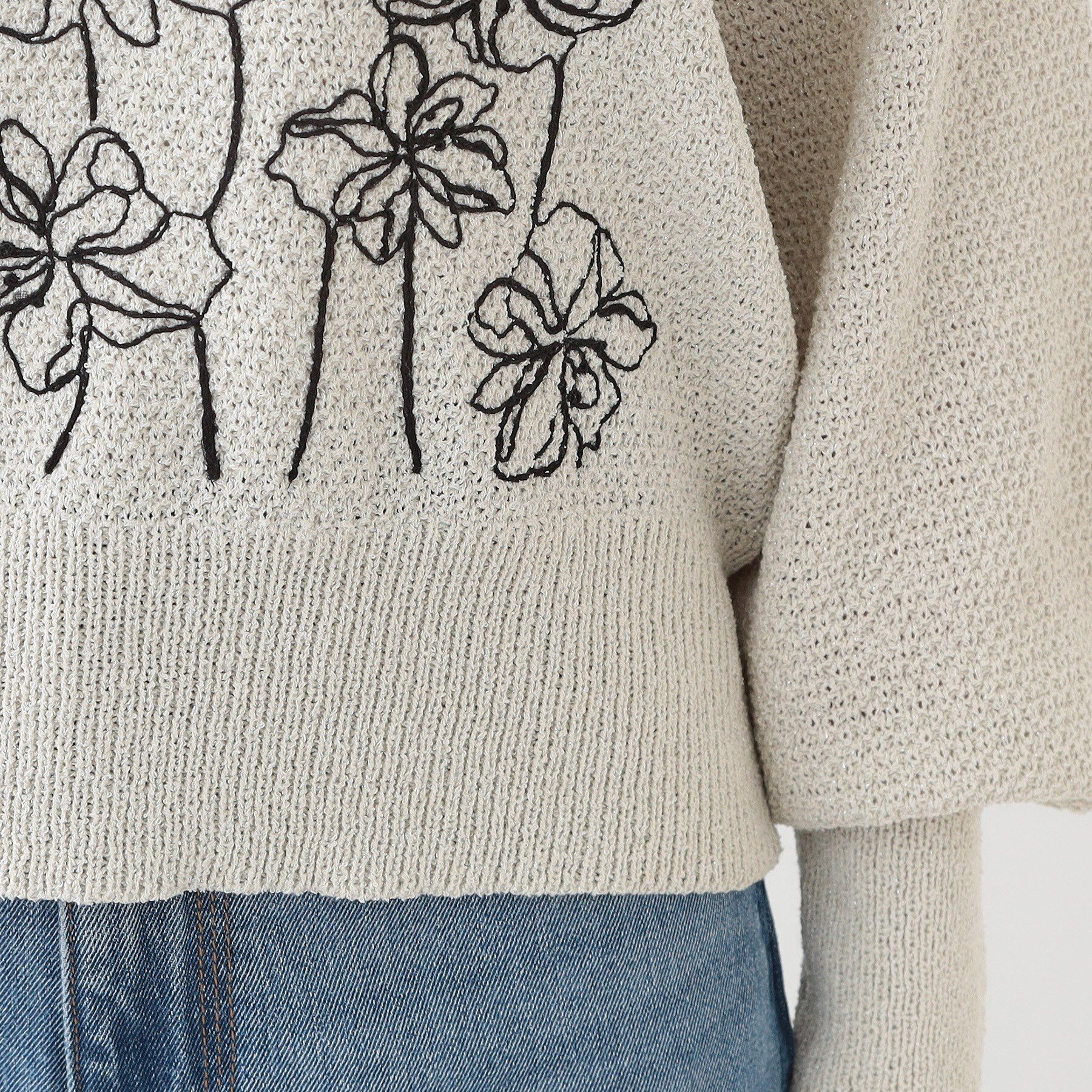 SHOO･LA･RUE「【S-LL】花柄刺繍ブークレニット」|ニット・セーター|
