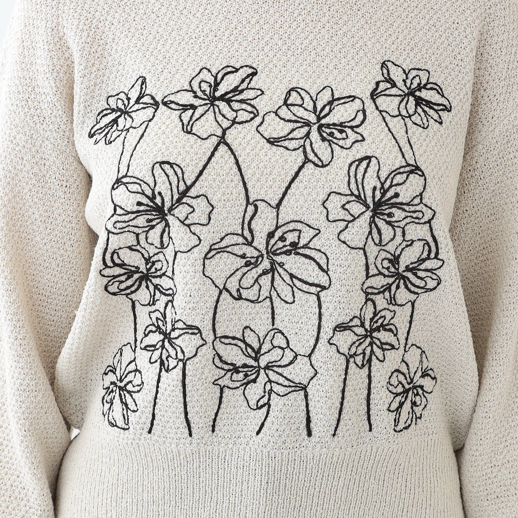 SHOO･LA･RUE「【S-LL】花柄刺繍ブークレニット」|ニット・セーター|