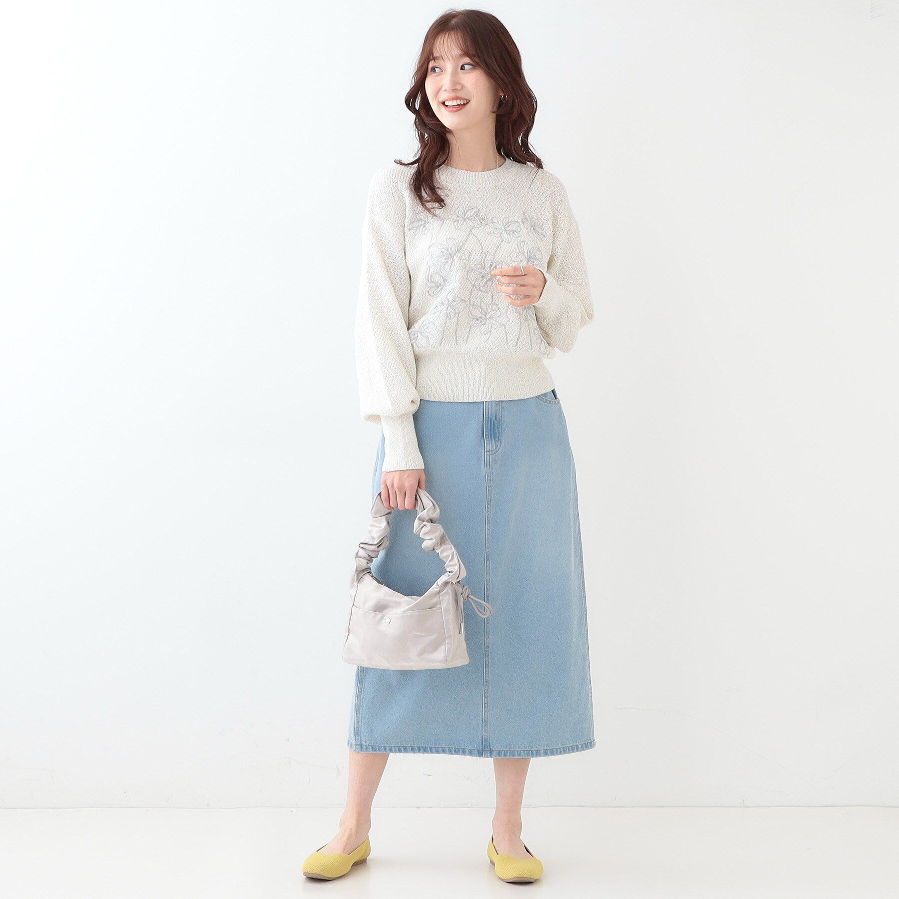 SHOO･LA･RUE「【S-LL】花柄刺繍ブークレニット」|ニット・セーター|