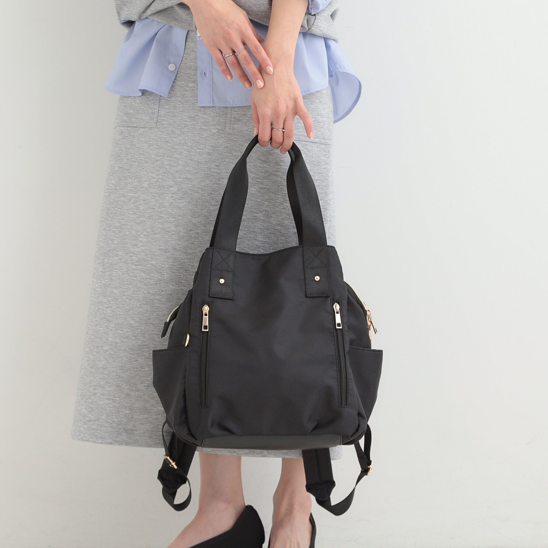 SHOO･LA･RUE「【撥水／2WAY】トートにもなる低反発ベルトの3層リュック」|リュック|