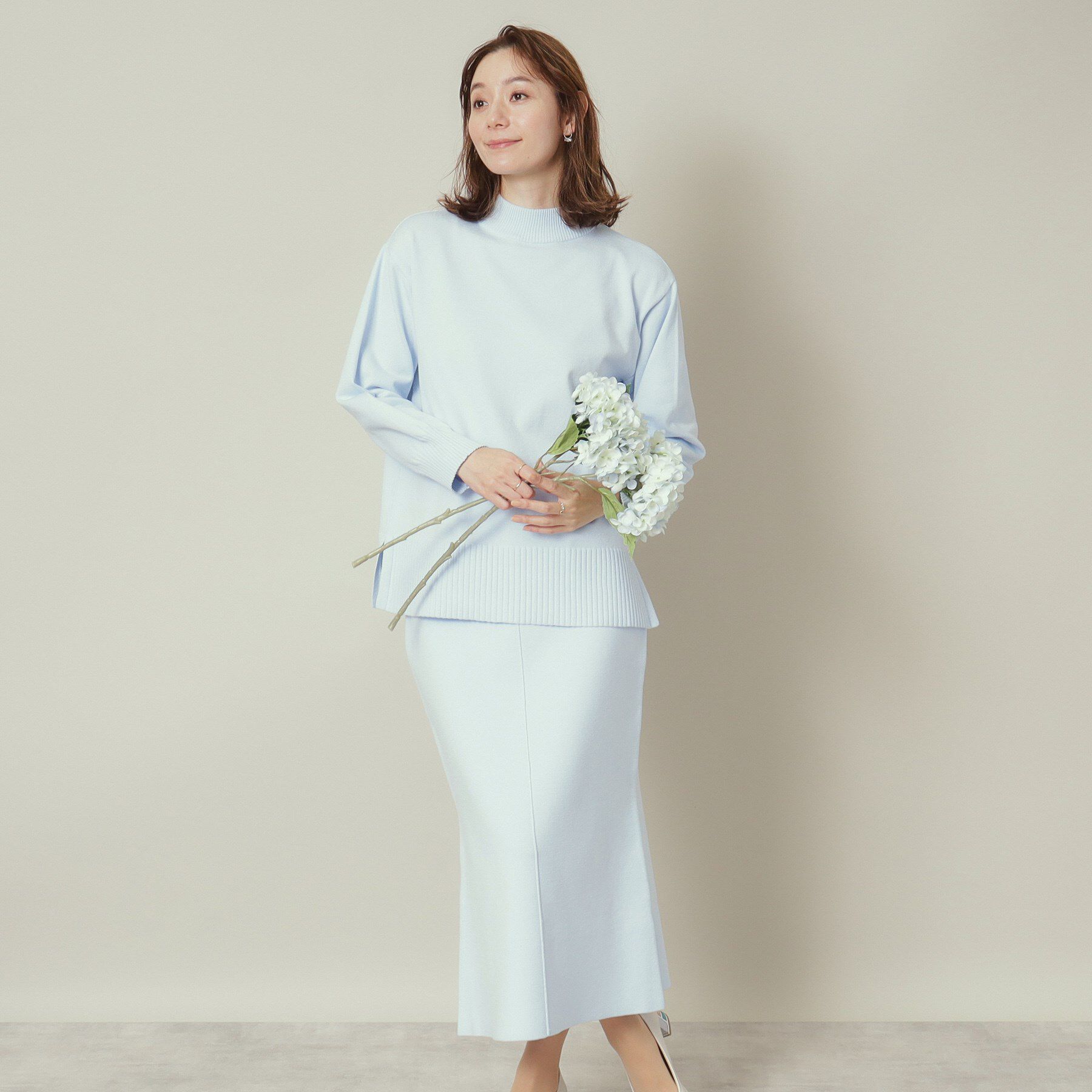 ITS&rsquo;DEMO「【通勤／手洗い可】ボトルネック&times;タイトスカートセットアップ」|スーツ|サックスブルー(09